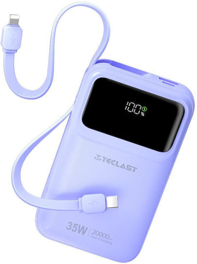 Teclast Q20 Pro Power Bank 20000mAh 35W με Θύρα USB-A και Θύρα USB-C Power Delivery Μωβ