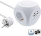 InLine PowerCube cu USB-A 2 USB-C și Cablu de 2m
