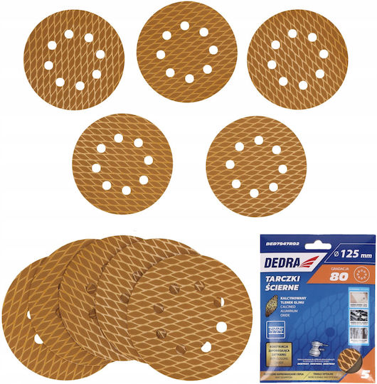 Dedra Φύλλο Λείανσης Έκκεντρου Τριβείου 125x125mm Σετ 5τμχ