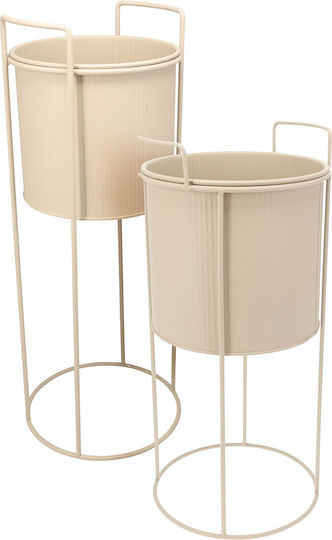 Set 2 Metallische Pflanzgefäße Sand Set 2 Metallische Pflanzgefäße Sand