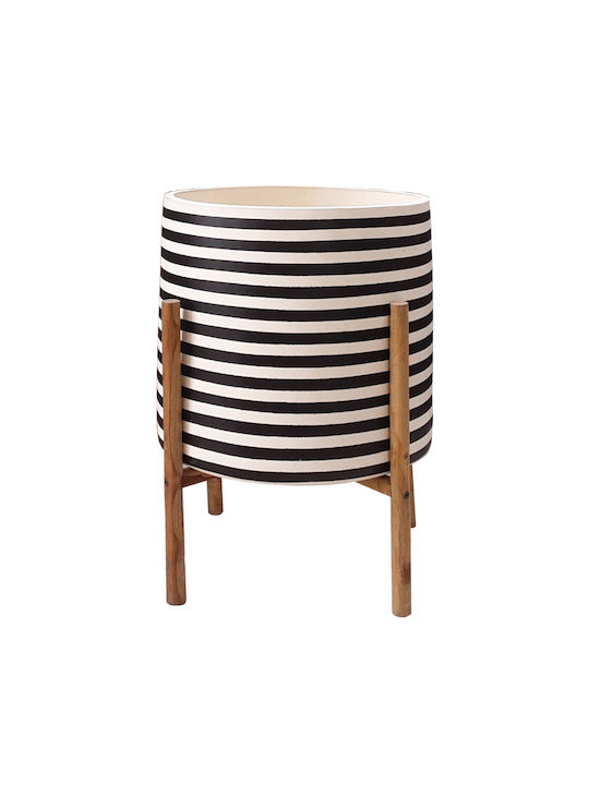 HomeMarkt Rentil Concrete Flower Pot White/Black