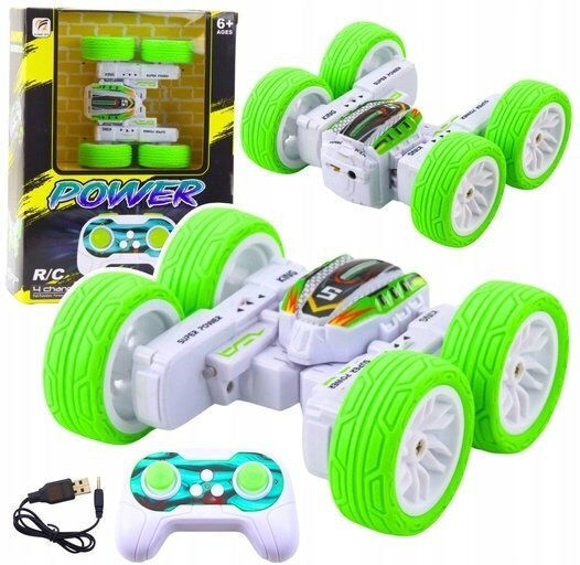 Lean Toys Fernsteuerbares 360° RC Fahrzeug Stunt Grünes Auto
