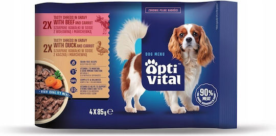 Crave Wet Dog Food Pouches with Duck and Beef 4x85gr