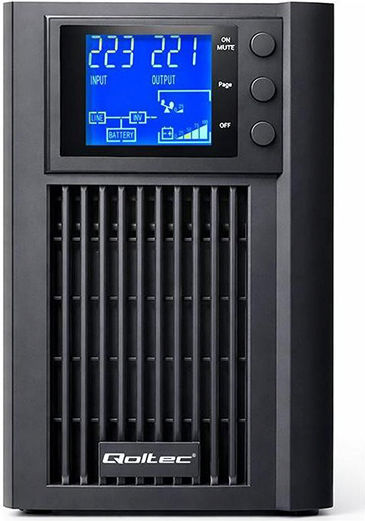 Qoltec 52640 UPS устройства On-Line 1000VA 800W с 2 Schuko гнезда