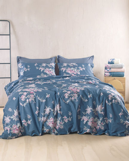 Rythmos Springtime Nova Σετ Σεντόνια Μονά 160x260εκ. Navy Μπλε (3τμχ)
