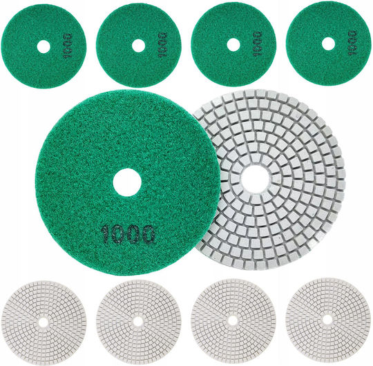 Set 10 Discuri De Șlefuire Diamantate De Polizare Zola 80 Mm Diametru 1000 Granulație Prindere Velcro Plăci Piatra Ceramică Marmură Țiglă Acoperiș Teracotă Utilizare Uscată Și Umedă Verde