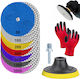 Set 7 Discuri Diamantate De Șlefuire Și Lustruire Mănuși Zola Granulații 50-3000 Diametru 100 Mm 12000 Rpm Adaptor Velcro Adaptor M12