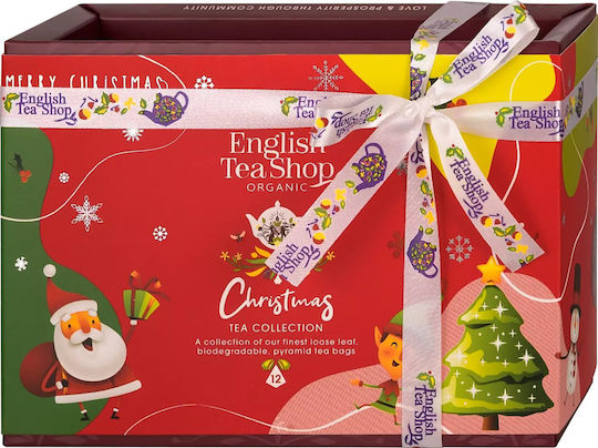 English Tea Shop Holiday Red Santa Collection Tea Set 12 Pyramids