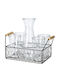 Metallic Decanter for Serving with Stopper and Glasses 6 Pieces