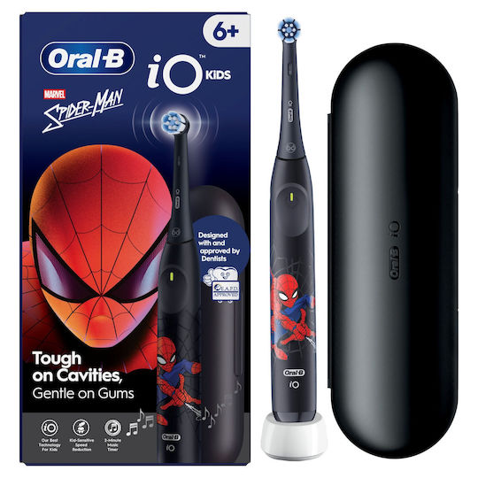 Oral-B Spiderman Kids Electric Toothbrush with Timer for 6+ Years with Replacement Heads & Travel Case