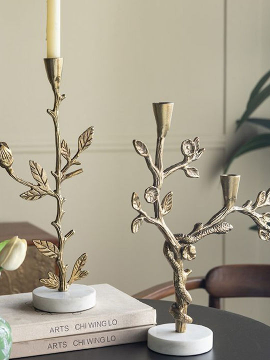 Artekko Metal Candle Holder in Gold Color 16.5x40.6x10.2cm
