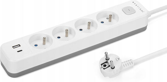 Montis Πολύπριζο 4 Θέσεων με USB-A και Καλώδιο 1.5m