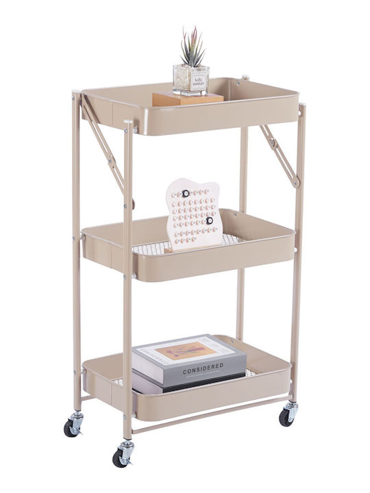 Ankor Metal Kitchen Trolley 3 Tiers Brown 46x29x77cm
