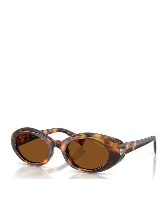 Miu Miu Unisex Sunglasses With Brown Tartaruga Horn-Rimmed Frame And Brown Lens MU B09S 14L20V
