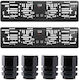 Set 2 Suporturi Flexibile din Plastic pentru Plăcuță de Înmatriculare Auto Negre 4 Capace Hexagonale din Aluminiu pentru Supapă Auto 1.8 Cm Negre