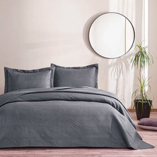 Tac Set Cuvertură King Size Antracit 250x260cm 3 Bucăți