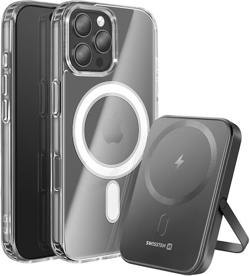 Swissten Pack Magsafe iPhone 16 Pro Max Bi-material Hülle 5000 Mah Powerbank Transparente