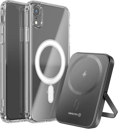 Swissten Magsafe Pack Калъф За iPhone XR От Два Материала 5000 mAh Powerbank Прозрачен