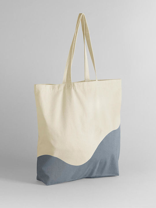 Organic Cotton Wave Print Maxi Tote Westford Mill W235 Natural Blue Grey