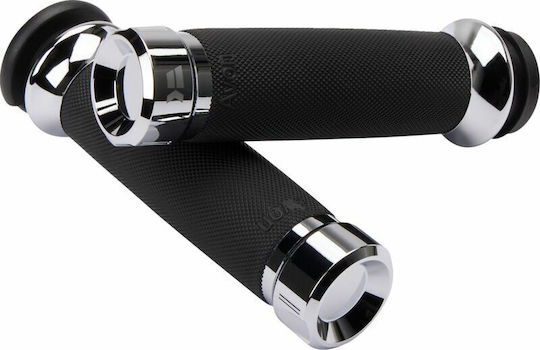 Khrome Werks Griff Geschlossen Lenker 25,4mm Custom Kontur Klassisch Ohne Flansch Ohne Waffel Gasgriff-by-wire 500185 Silber Chrom