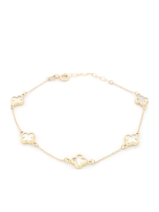 Women's Bracelet with Cross Design in 14K Gold 19cm