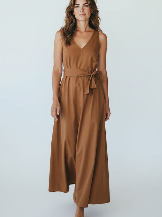 Moutaki Sommer Maxi Damenkleid Schokolade