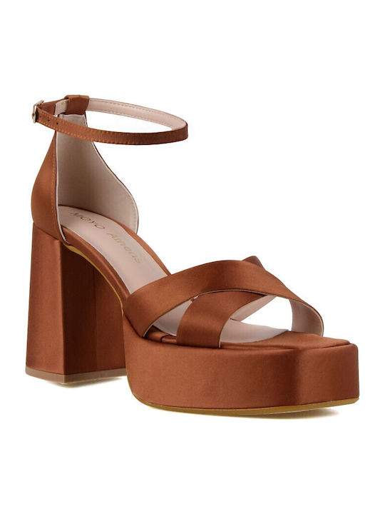 Silia D Sandale Elegante Damă Din Material Maro