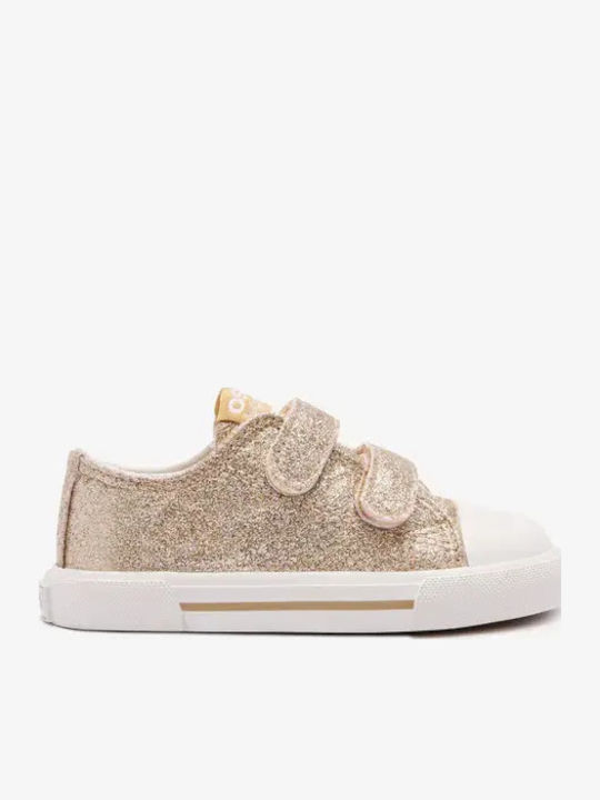 Kids Sneakers with Hoop & Loop Closure Gold