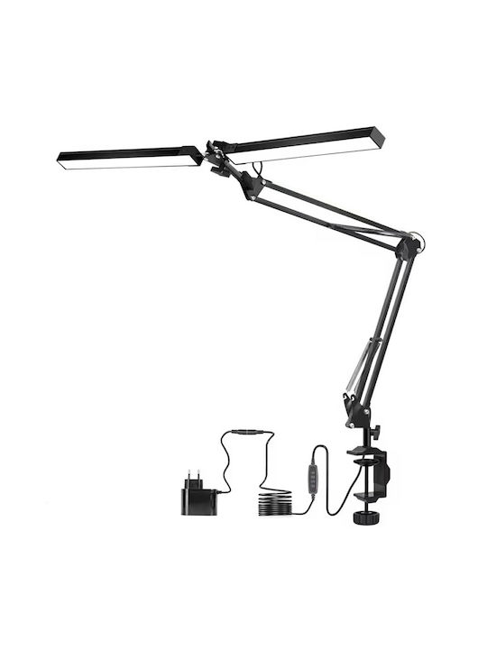 LED Iluminat de Birou cu Braț Flexibil și Clip în Culoare Neagră