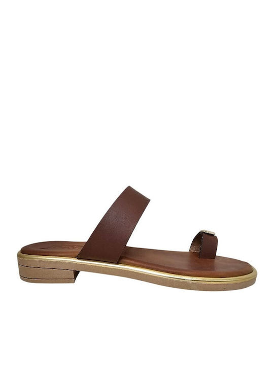Δερμάτινα Γυναικεία Σανδάλια Καφέ