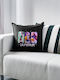 Huntr X K-pop Girl Group Kids Throw Pillow Couch Black 100% Cotton Filling 50x50cm