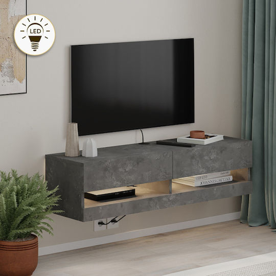 Moon Επιτοίχιο με Φωτισμό Led Γκρι 120x33.8x30εκ.