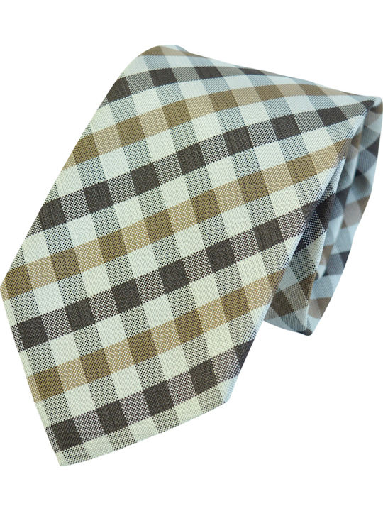 Makis Tselios Fashion Men's Silk Tie Printed Brown Color
