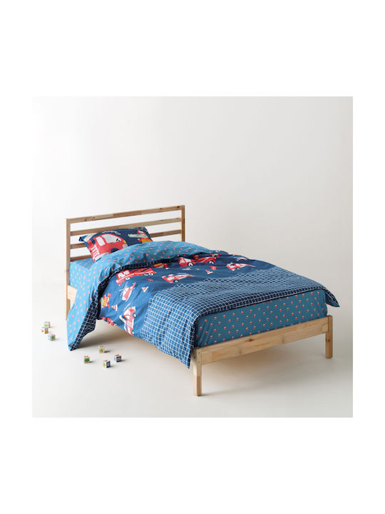 Kentia Set Single Cotton Blue Sheets 160x270cm 3 Pieces