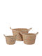 Set Decorative Wicker Baskets with Handles Light Blue 3 Pieces