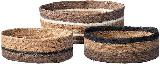 Set Decorative Wicker Baskets Light Blue 3 Pieces