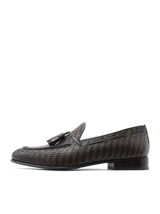Καλογήρου Δερμάτινα Ανδρικά Loafers σε Καφέ Χρώμα
