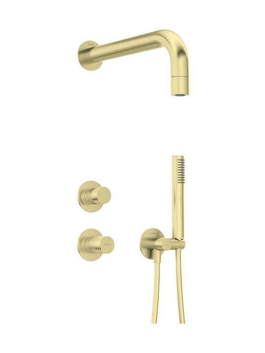 Deante Built-in Mixer Phone & Shower Head Set for Shower Gold