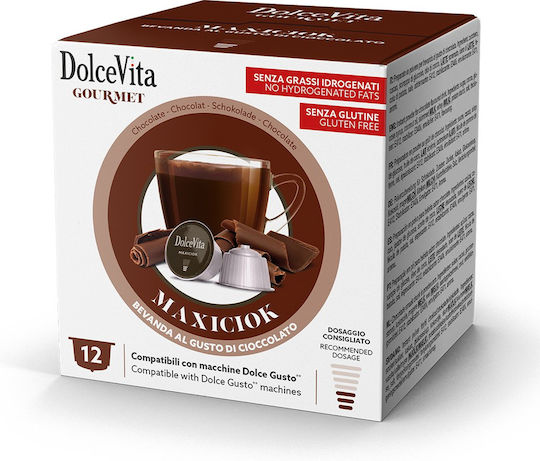 Dolce Vita Schokoladen Kaffee- und Getränkekapseln Kompatibel mit Maschine Dolce Gusto 12 Stück
