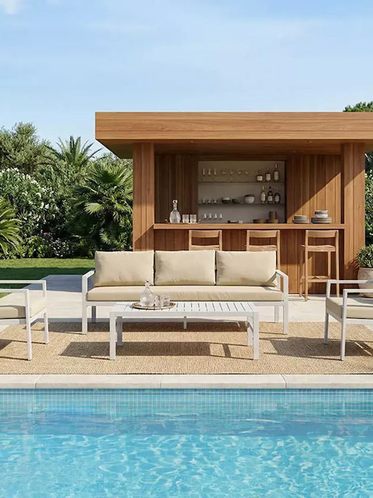 Garden Outdoor Living Room Set Gardenly 4 Pieces White With Pillows