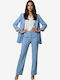 Derpouli Blazer Für Damen Hellblau