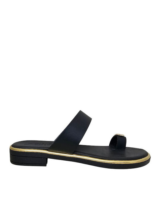 Fiore Leder Flache Sandalen Für Damen Schwarz F18-MAUR Fiore Leder Flache Sandalen Für Damen Schwarz F18-MAUR