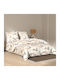 Cotton Duvet Cover Set 240x220cm Double With 2 Pillowcases A-s Aeris Ecru