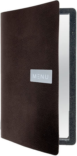 Securit Leather Menu Holder in Brown Colour cm