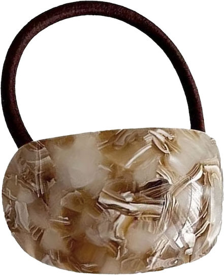 Avizar Casual Elastic Hair Beige Minimalist Marbled Pearl Beige