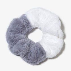 Avizar Lint Scrunchie Hair In Minky Fluffy Duo Cozy Gray White Grey