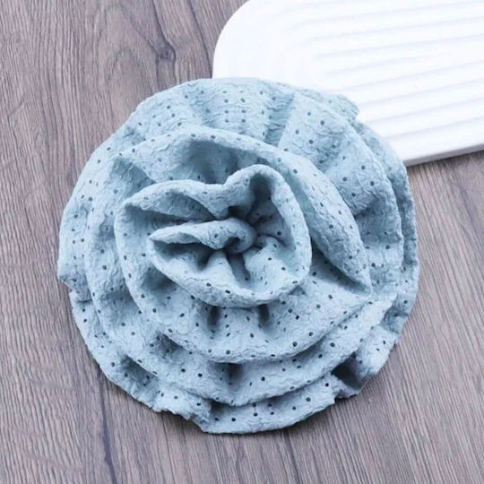 Avizar 3d Pink Scrunchy Vintage Blau Gesticktes Offener Tüll Haargummi