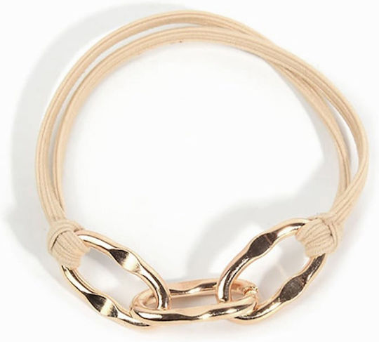 Avizar Casual Elastic Hair Flat Chain Twisted Romanesque Gold Beige