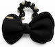 Avizar Scrunchie Elegant Hair In Satin Bow Beads Refined Black Black