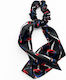 Avizar Scrunchie Long Scarf Hair In Baroque Printed Satin Sublime Black Black Red